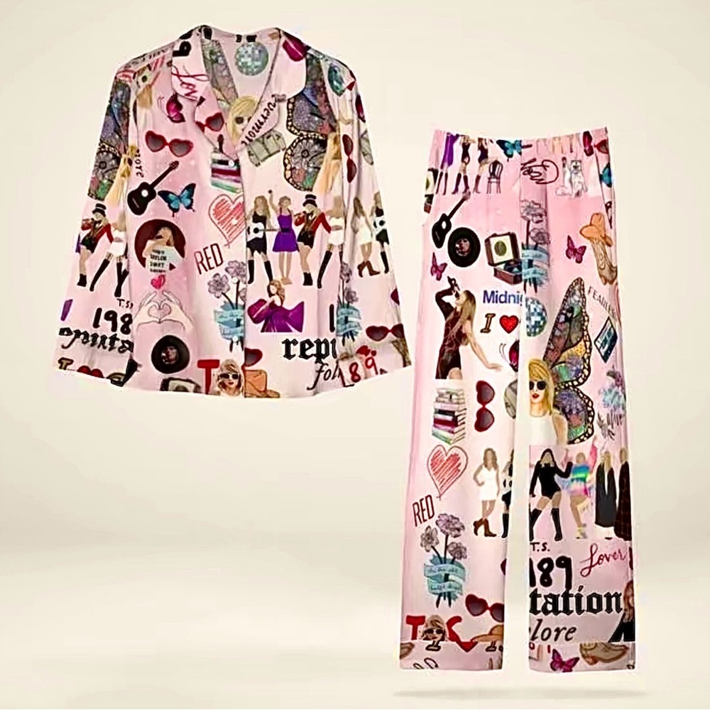 Taylor’s Swift Satin Pajamas Set
